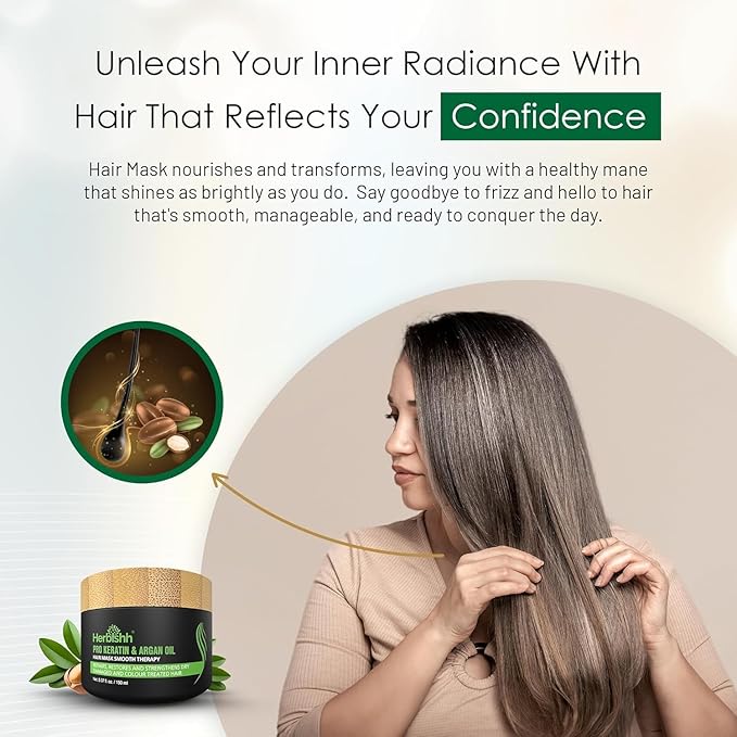 Herbishh Dark COffee 3 in 1 Hair Dye Shampoo (Pack of 2)16.9 FL Oz Each and Pro Keratin Argan Oil Hair Mask 5.07 Fl Oz Combo for Dry Damaged Hair 150 ML - Long Lasting Grey Hair Color for Men & Women