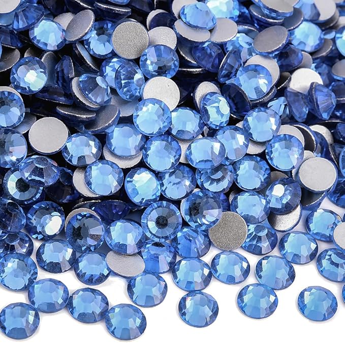 Blinginbox Flatback Rhinestones Bulk,14400pcs Crystal Round Loose Gemstones Glass Rhinestones for Crafts Makeup Nail Art Clothes Shoes DIY Decorations(SS16,3.8-4.0mm,Lt.Sapphire)