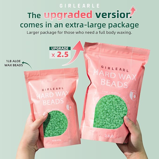 2.5lb Wax Beads for Hair Removal, Brazilian Bikini Hard Wax for Women Men, Hard Wax beads Perfect for Sensitive Skin Full Body Eyebrow, Legs, Face at Home Waxing Beads for Coarse Hair (Aloe)