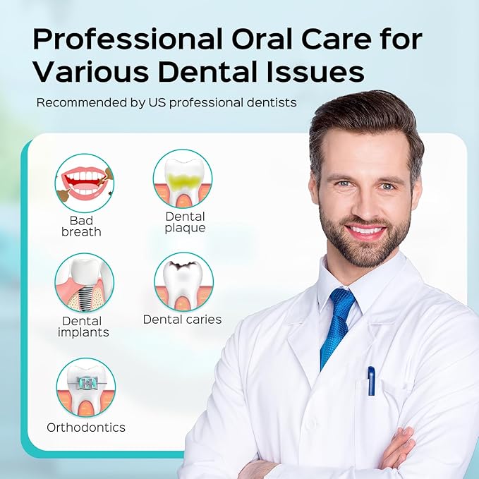 COSLUS Professional Water Flosser for Teeth: 12 Pressure Settings Electric Dental Pick for Orthodontic, Braces, Sensitive Gums - Home Use, 5 Jet Tips for Multiple Users, Family, Black, E2