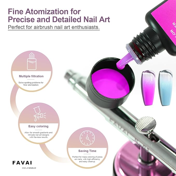 FAVAI Airbrush Gel Nail Polish 12 Colors Air Gel Set Spring Summer Collection for Baby Boomer Nail Art Design Stickers French Manicures Stencils Paint 10ml/0.33 Fl oz Long Lasting Without Dilution