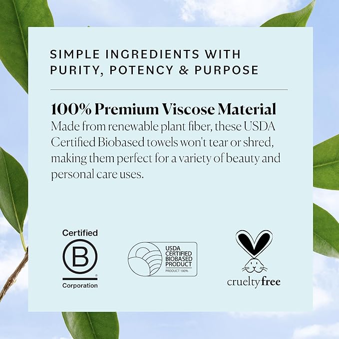 Sky Organics - Gentle Clean Face Towels (1-Pack) - 50 XL Single-Use Face Wipes - Ultra Soft & Dual Textured - Disposable Towel - Makeup Remover Wipes - Cruelty Free - Skin Care Tools - Self Care