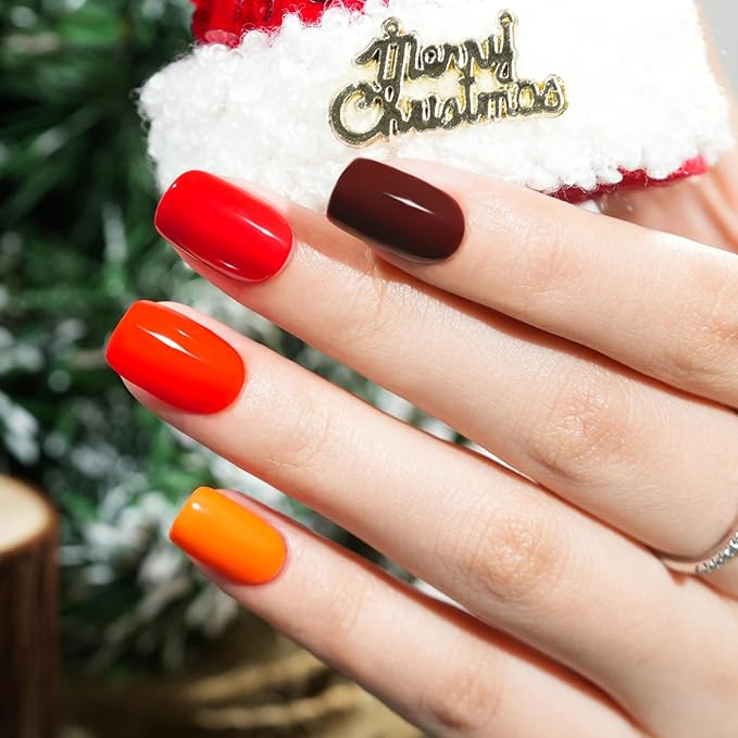 Press on Nails Red - 5 Styles Soild Press on Nails Short Square, Bt Art Box Press On Nails，Soft Gel x Coat Nails False Nails in 32 Sizes -160PCS Soft Gel Fake Nails Kit for Valentines Day Gift