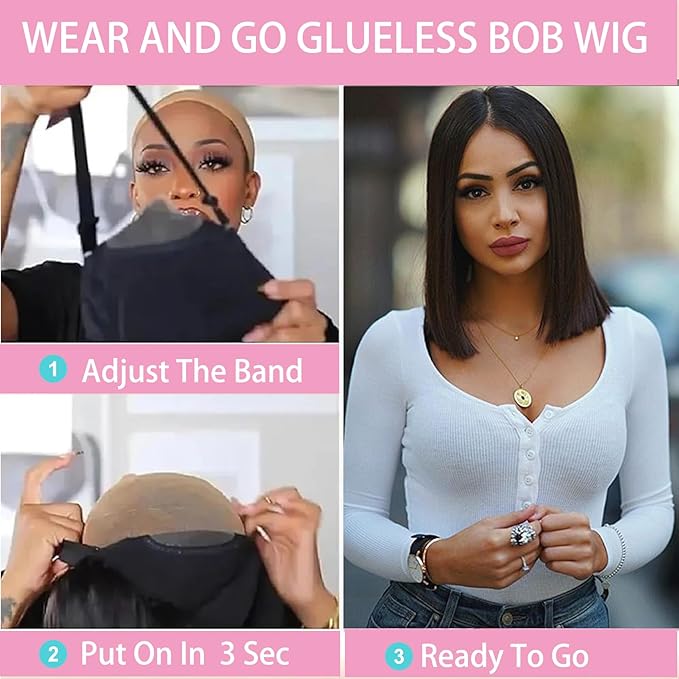 5x5 Hd Lace Closure Wigs Human Hair 250 Density Glueless Wigs, Pre Plucked Bob Wigs For Black Women, 100% Straight Bob Wig Human Hair Free Part, Short Wigs Wear And Go 14 Inch