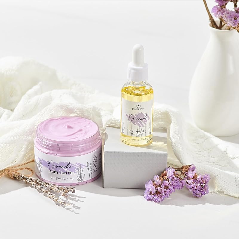 Gifts for Women Spa Lavender Bath Gift Baskets Mothers Day Gifts Relaxing Self Care Gift for Mom Her Sister Wife Auntie Home Bath Kit Care Package Birthday Friendship Gift Ideas