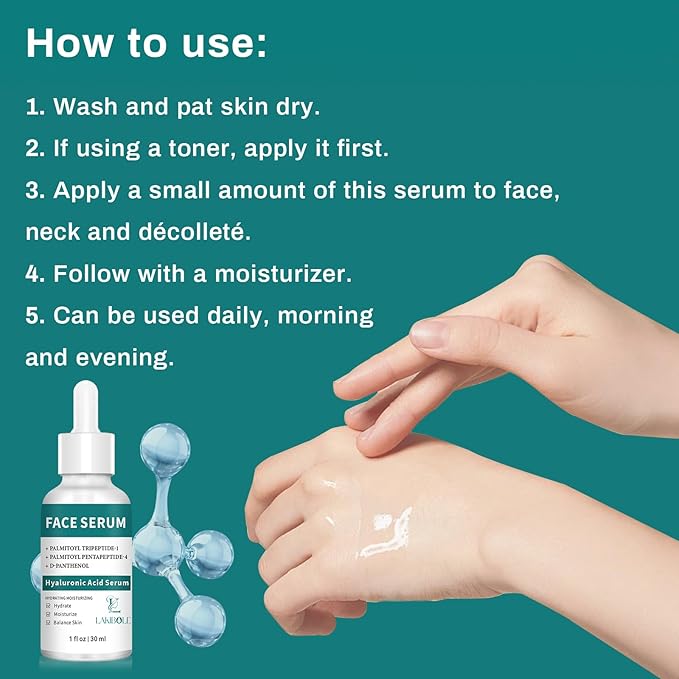 3 Pack 2% Hyaluronic Acid Serum with Advanced Peptide Complex for Optimal Hydration & Skin Balance (1fl.oz/30ml Each)