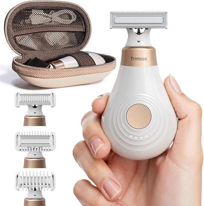 New Intimate Electric Trimmer for Women, [Small But Powerful] Designed for Pubic Hair Grooming, Bikini Line Removal, Wet/Dry Shaver On-The-Go, USB-C Rechargeable Razor with Travel Case, White
