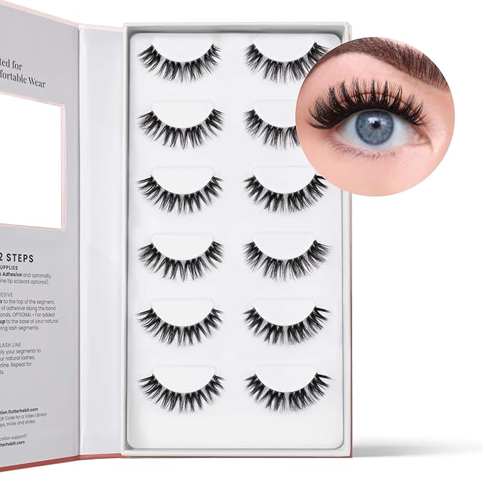 The Flirt Natural Lashes – Natural Lash Clusters for Women - Salon Quality At Home Eyelashes Extension Kit - 6 Lash Sets - No Lash Glue Included