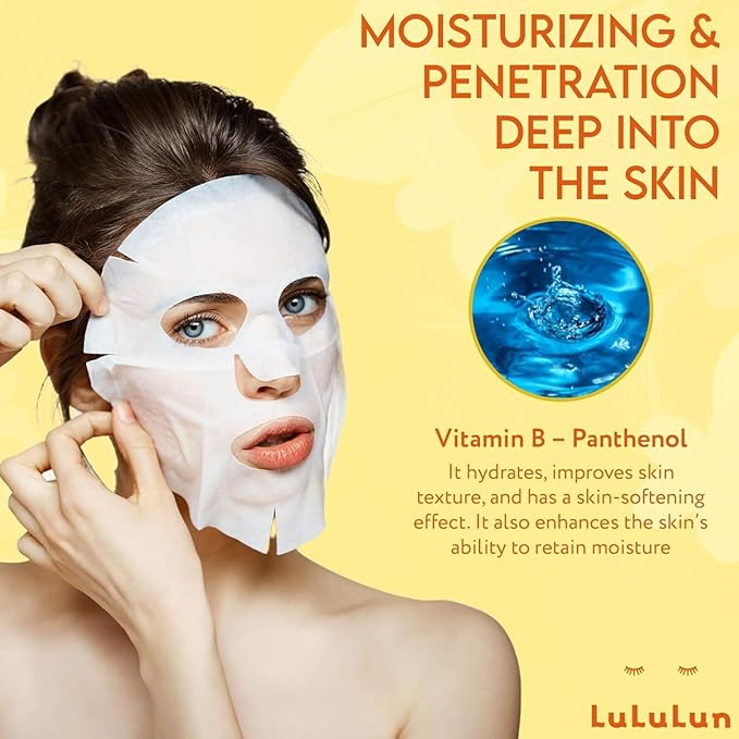 Lululun 28 EA Facial Sheet Mask with Organic 7 Herbs & 7 Vitamins for Pore Care & Rough Skin, Daily Face Sheet Mask Pack for Hydrating and Moisturizing Skincare from Japan with Vitamin C & E, Hydra V