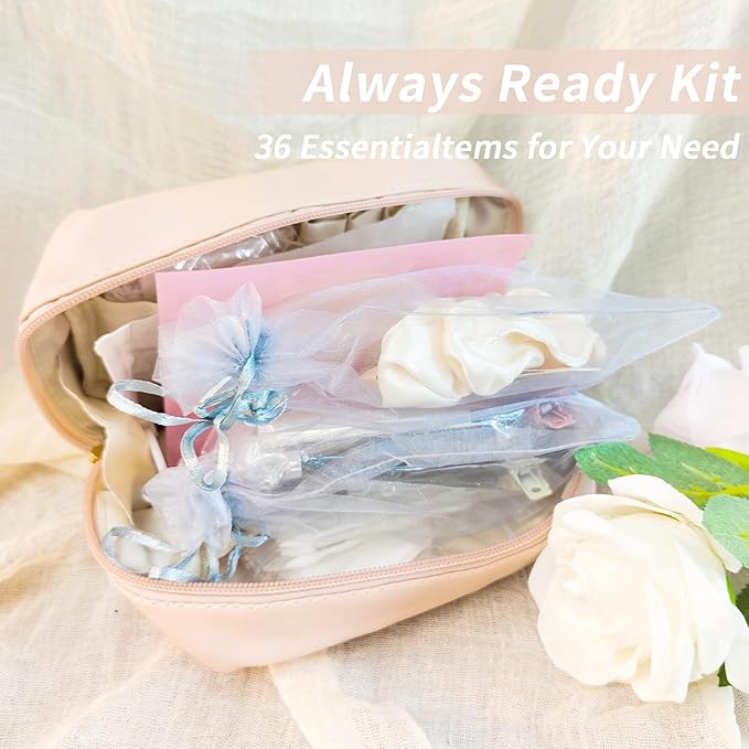 Women's Emergency Kit for Weddings - Survival Set With Makeup Bag, 36 Pc Essential Items for Brides Daily