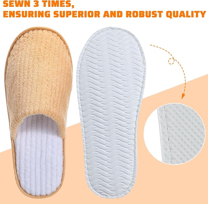 Panitay 20 Pairs Reusable Spa Slippers for Guests Washable House Slippers with Triple Layer Coral Fleece for Home Indoor Hotel Travel, Closed Toe