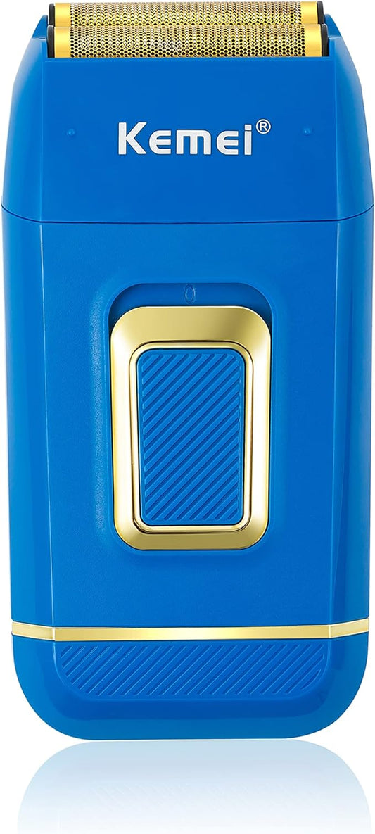 KEMEI Foil Shaver Double Electric Shaver for Men Electric Razors Head Shaver for Bald Men Barber Supplies Hair & Beard Trimmer Cordless Rechargeable, Blue