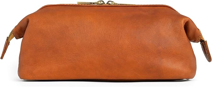 BERLINER BAGS Vintage Genuine Leather Cosmetic Bag Ben M, Toiletry Bag for Women and Men, for Travelling - Brown