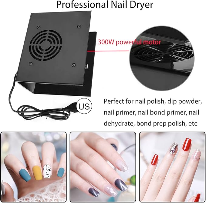 Nail Dryer for Gel and Regular Polish,Professional 300W Nail Polish Dryer Nail Fan Dryer Blower with Hot and Cool Air for Manicure Nail Art Salon