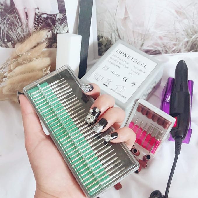 Electric Nail Drill Machine Manicure Pedicure Kit Electric Nail Art File by MPNETDEAL (Gray SetA)