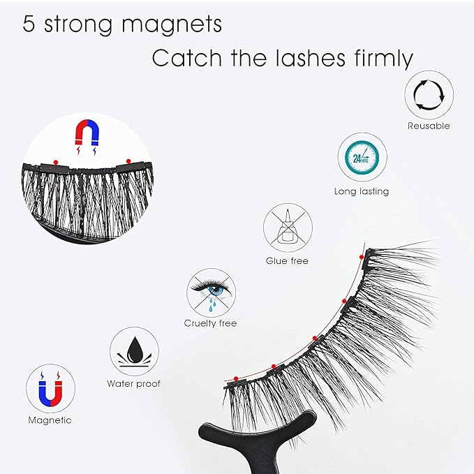 Alcastar Magnetic Eyelashes with Eyeliner Kit, Magnetic Lashes Natural Looking with, Long Lasting, Easy Apply,Cruelty-Free. (ATZ1004-A2)