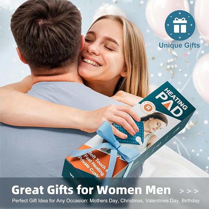 Heating Pad for Back Pain Relief, Abdomen, Cramps, Neck, Shoulder, 12x24 inches, Moist/Dry Heat, Auto-Off, Machine Washable, Christmas/Mother's Day Gift, Gifts for Women Mom Dad Daughter