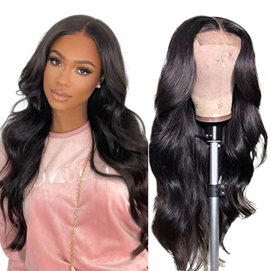 4x4 Lace Front Wigs Human Hair Pre Plucked with Baby Hair 150% Density 26 Inch Body Wave Brazilian Virgin Frontal Human Hair Wigs 4x4 Glueless HD Lace Closure Wig Human Hair for Women