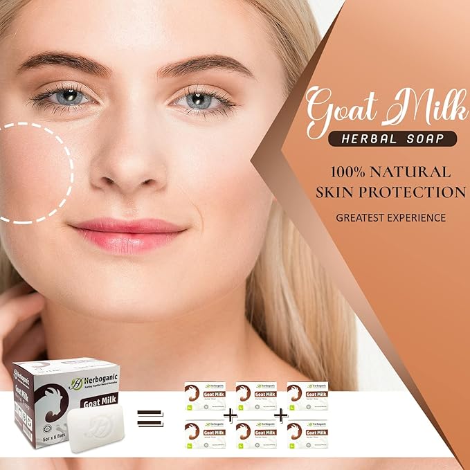 Goat Milk Herbal Soap | Pack of 6 of 5oz soap Bar | Ideal for Men and Women, Soothing and Nourishing Soap for Moisturization