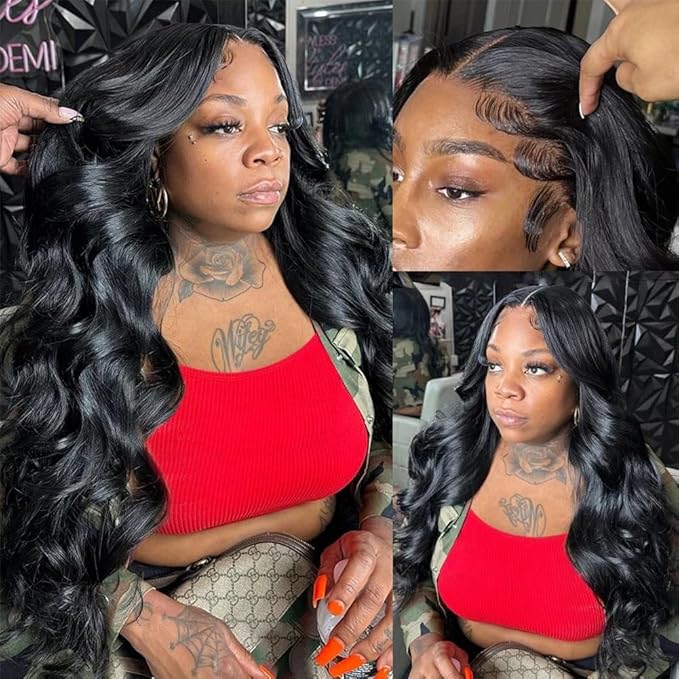 13x6 Body Wave Lace Front Wigs Human Hair for Women 13x6 HD Lace Front Wigs Human Hair Pre Plucked Bleached Knots With Baby Hair 180 Density Body Wave Frontal Wig 24 Inch
