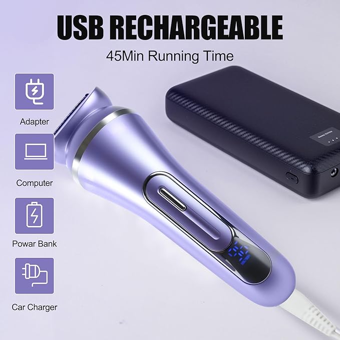 Pluxy Epil Pro 3.0 Women Face Epilator, 7-in-1 Rechargeable Facial Hair Remover with LED Battery Display, Facial Shaver for Face, Eyebrow, Nose Trimmer