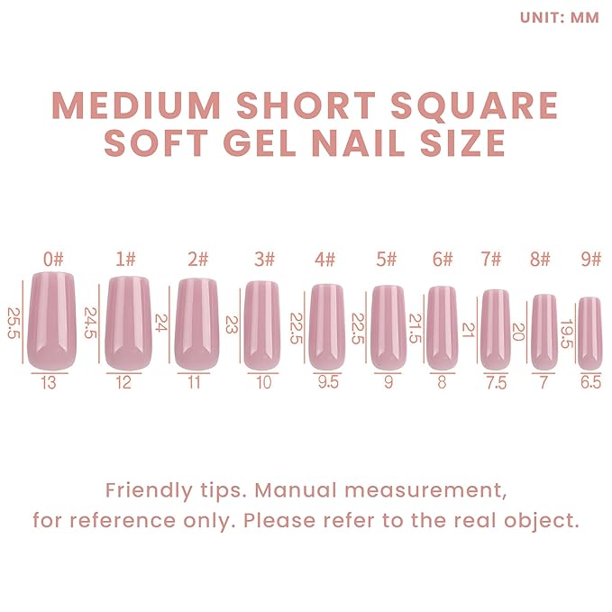 Allkem Soft Gel Nail Tips - Medium Long Square Nail Extensions - 12 Sizes Extra Extra Long Full Cover Nails - Neutrals - Chic (504 Pieces)