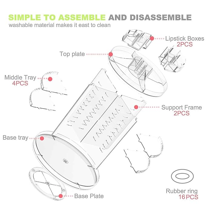 Boxalls Makeup Organizer Rotating, 8-Layer Large Capacity Cosmetics Organizer, 360 Adjustable Skincare Spinning Stand, Clear Makeup Carousel for Vanity, Countertop -Plus Size