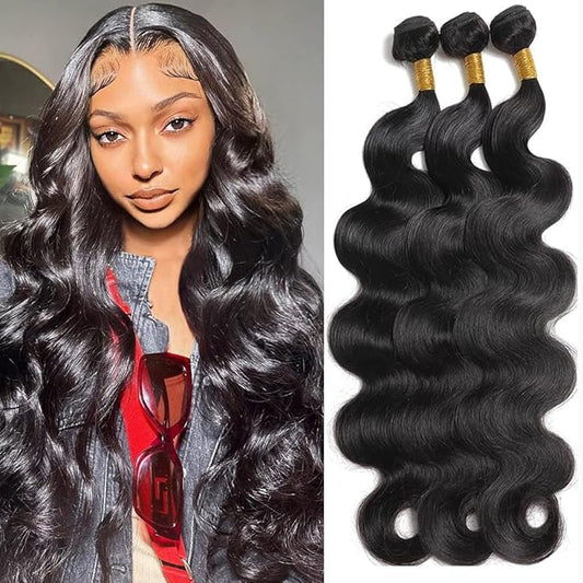 Cirvty 12A Human Hair Bundles 20 20 20 Inch Body Wave Bundles Human Hair Weave 3 Bundles Human Hair Deals Human Hair Weft Unprocessed Human Hair Bundles 100% Brazilian Human Hair Bundle Natural Black