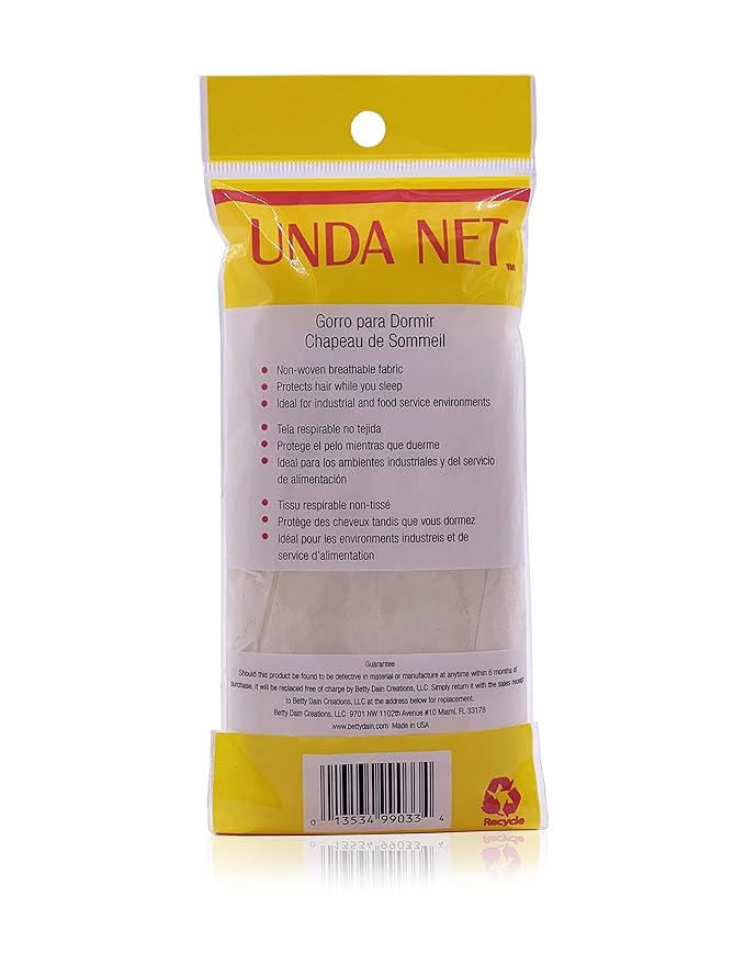 Betty Dain Unda Net Sleep Cap/Hairnet, Non-Woven Breathable Fabric, Protects Hair While You Sleep, Ideal for Industrial and Food Service Environments, XL, 24 Per Pack