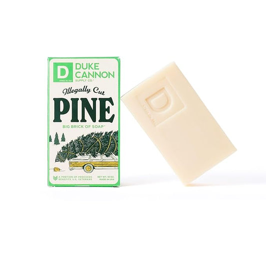 Duke Cannon Supply Co. Big Brick of Soap Bar for Men Holiday Edition - Illegally Cut Pine (Fresh Cut Pine Scent), 10 oz. (1 Pack)