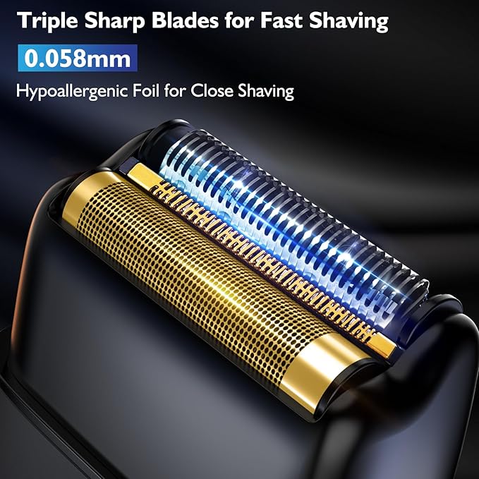 Electric Razor for Men Face, Electric Shavers for Men, Foil Shaver with 3 Adjustable Speeds, Rechargeable Waterproof Close Shave Trimmer with LED Display for Face/Beard/Head (Black)