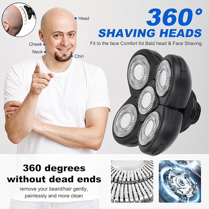5D Blades Shaver Replacement Heads,Head Electric Razor Shaving Compatible with Fr**b*i*d Replacement Blades Shaver kit for Bald Men with 3 Cleaning Brush, 3 Pack by Plantarecover