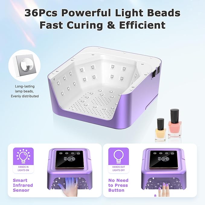 108W UV Gel Nail Lamp, Rechargeable UV Nail Light with Auto Sensor for Gel Polish, Portable Nail Dryer Built-in 4 Timer Mode and Touch Display for Home & Salon Use