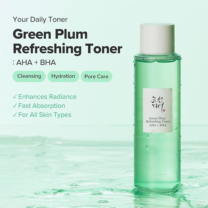 Beauty of Joseon Green Plum AHA BHA Toner Refreshing Facial Essence Moisturizer Mild Exfoliating Salicylic Acid for All Skin Types, Korean Skin Care for Men Women 150ml 5.27 fl.oz