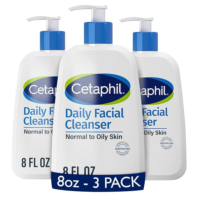 Cetaphil Face Wash, Daily Facial Cleanser for Sensitive, Combination to Oily Skin, 8 oz 3 Pack, Gentle Foaming, Soap Free, Hypoallergenic