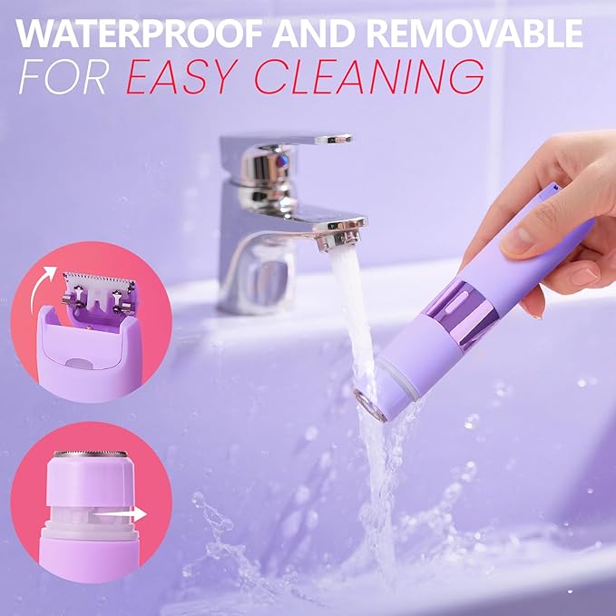 2025 New Bikini Trimmer for Women, 2-in-1 Waterproof Electric Dual Head Shaver (Purple)