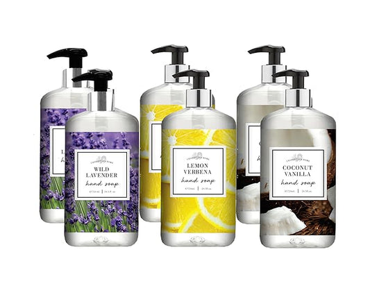 Charleston Home Hand Soap Collection, Wild Lavender, Lemon Verbena, Coconut Vanilla Hand Soap, 24.5 fl oz set of 6, Home and Body Company
