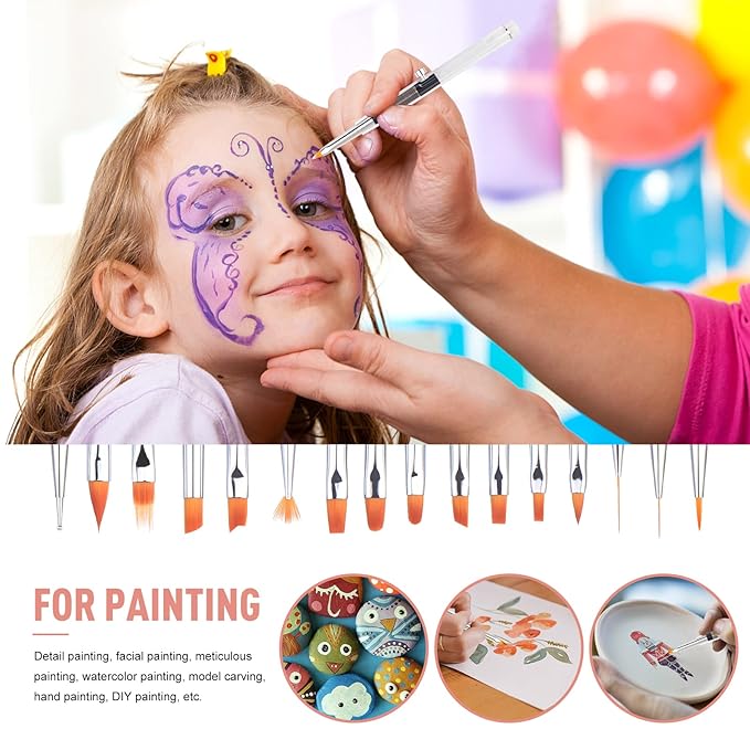 20PCS Nail Art Brushes Set, YIHUALE Push Contact Builder Nail Extension Gel Brush, Gel Polish Art Design Pen Painting Tools, Nail Art Liner Brush and Nail Dotting Pen for Salon, DIY (4+16PCS, White)