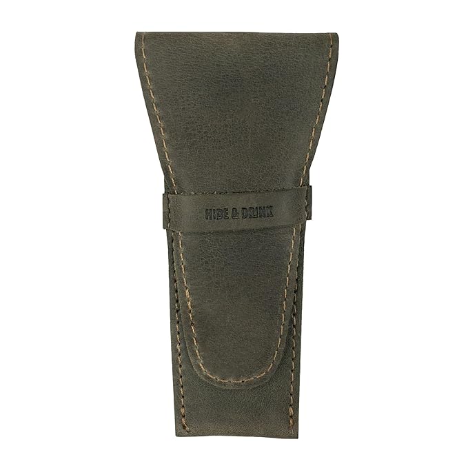 Hide & Drink, Leather Safety Razor Case, Shaving Accessories, Personal Care Essentials, Handmade Includes 101 Year Warranty (Dark Jade)