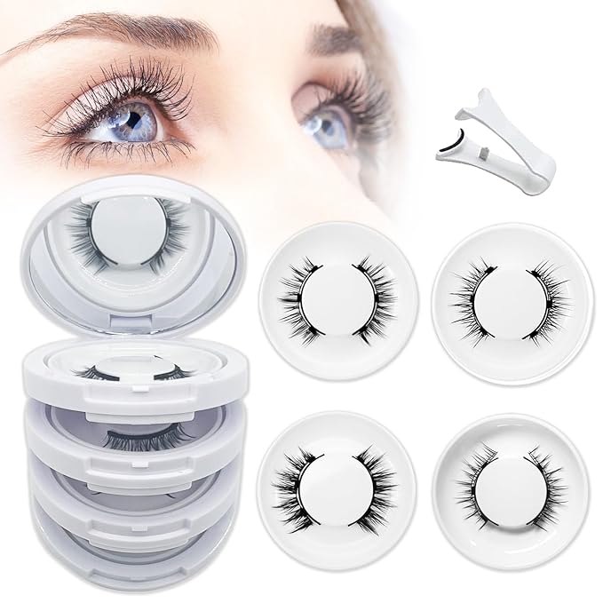 Magnetic Eyelashes with Applicator,2025 New Reusable Magnetic Eyelashes Natural Look No Glue or Liner Needed,Upgraded Soft Lashes for Daily Use(Natural+Camellia+Devli+Simple)