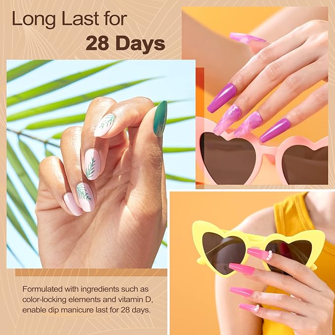 Lavender Violets 36 Colors Dip Powder Nail Kit Starter Quick Drying Dipping Powder Colors Set French Nail Nude Neon All Seasons for Home Salon M950