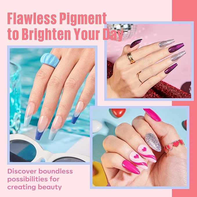 MEFA 54 Pcs Gel Nail Polish Kit with U V Light, 32 Colors Popular Soak Off Nude Pink Red Gel Polish Nail Set with Matte/Glossy Gel Top Base Coat Manicure Tools Nail Art Decorations DIY Salon Home Gift