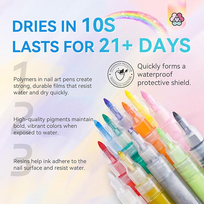 Saviland Nail Art Supplies with 12pcs Nail Art Pens Set and Practice Hand for Acrylic Nails