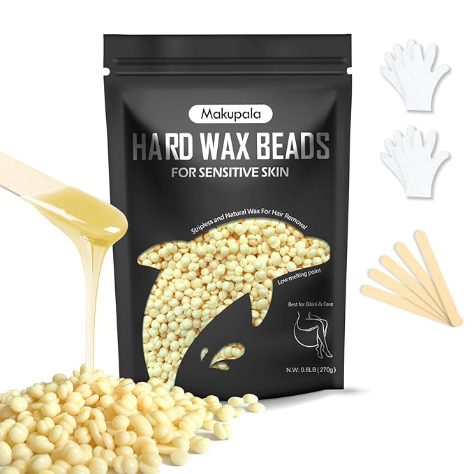 Hard Wax Beads for Sensitive Skin, 9.6oz Unscented Waxing Beads for Brazilian Waxing Women Men, Professional Stripless Wax Beans for Full Body, All Skin Type, Face, Bikini, Legs, Back