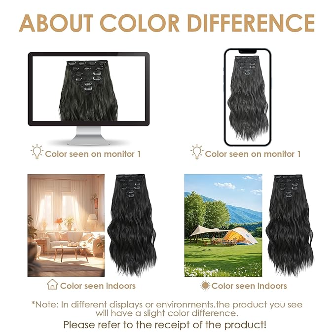 Clip in Hair Extensions for Women - 20 Inch Long Wavy Brown Extensions, 6PCS Black Brown Hairpieces that Blend Naturally with Your Real Hair (20 Inch, Black Brown)