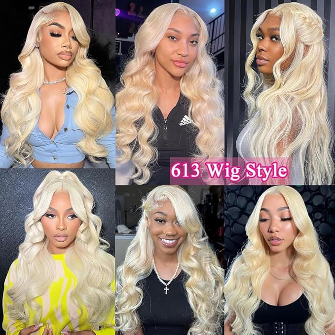 613 Blonde 13x3 HD Synthetic Lace Front Wig for Woman,Blonde Wig Similar Human Hair,200 Density Wear and Go Glueless Wig Pre Plucked,Synthetic Transparent Lace Wig Heat Resistant Firber 30 inch