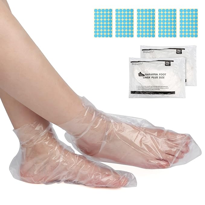Segbeauty Paraffin Wax Liners for Foot, 200pcs Larger & Thicker Paraffin Foot Bags, Plastic Paraffin Bath Socks Hot Wax thera-py Bath Booties Covers for SPA Wax treat-ment Paraffin Wax Machine
