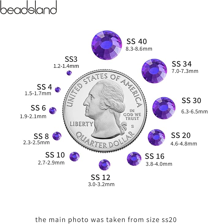 Beadsland Hotfix Rhinestones Bulk, 14400PCS Crystal Hot Fix Rhinestones for Crafts Clothes DIY Decoration, Purple Velvet, SS6, 1.9-2.1mm