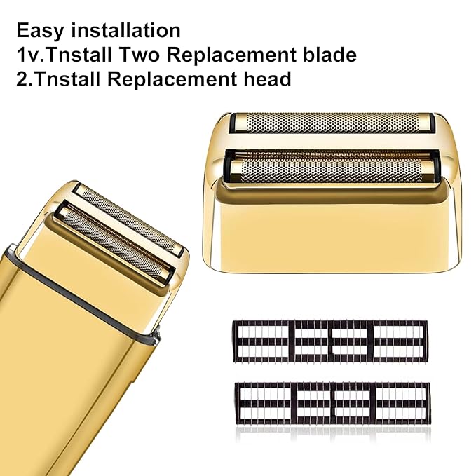 3 pack Professional Replacement Foil and Cutters for BaBylissPRO Barberology Double Foil Shaver, Compatible with BaBylissPRO Barberology FXFS2 Shaver，Gold