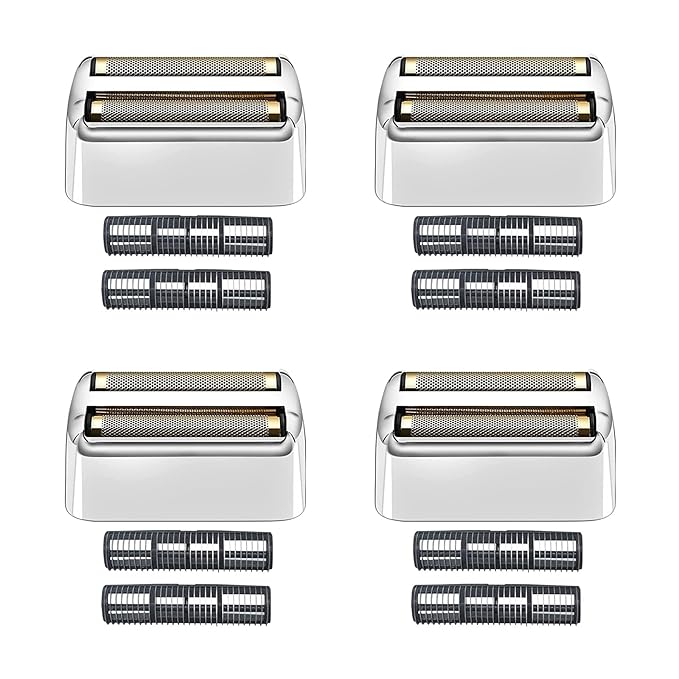 4 Pack Shaver Replacement Foil and Cutters compatible with BaBylissPRO Double FXFS2 Metal shaver foil replacement (Sliver-4PCS)